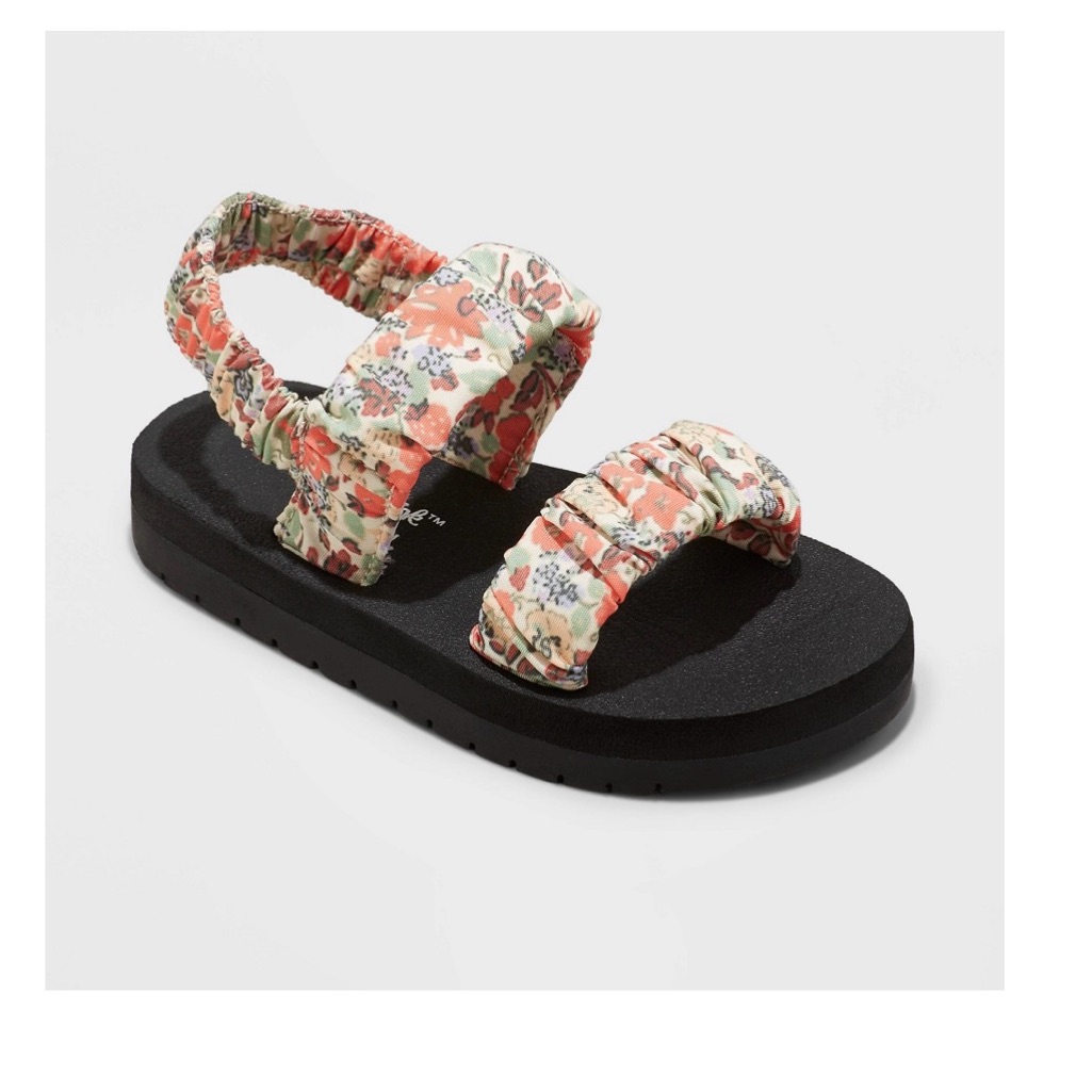 Cat & Jack Toddler Girls Mia Floral Print Ankle Quarter Sandals - Pink Size 7